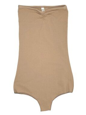 AMERICAN APPAREL STRAPLESS BODYSUIT COTTON SPANDEX BEIGE NUDE NWOT S